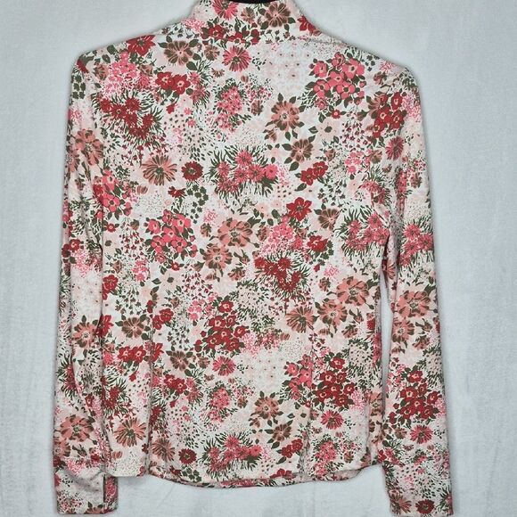Laura Ashley Floral Print Half Zip Athletic Top Size Large - Picture 6 of 8